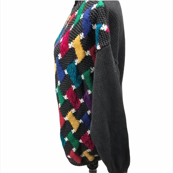 Chaus 80’s Crew Neck Sweater, Gray, Multi Color - Picture 4 of 8